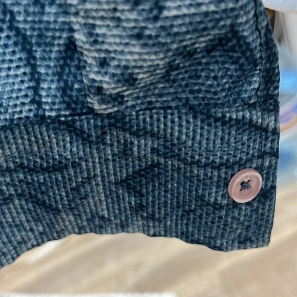 Michael Kors Long Sleeve Collared Button Up Snakeskin Blue Size S - Picture 5 of 12